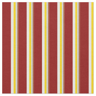 Tissu Sienne, gris clair, jaune, blanc & rouge foncé