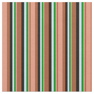 Tissu Sienne, Saumon foncé, vert, turquoise et noir