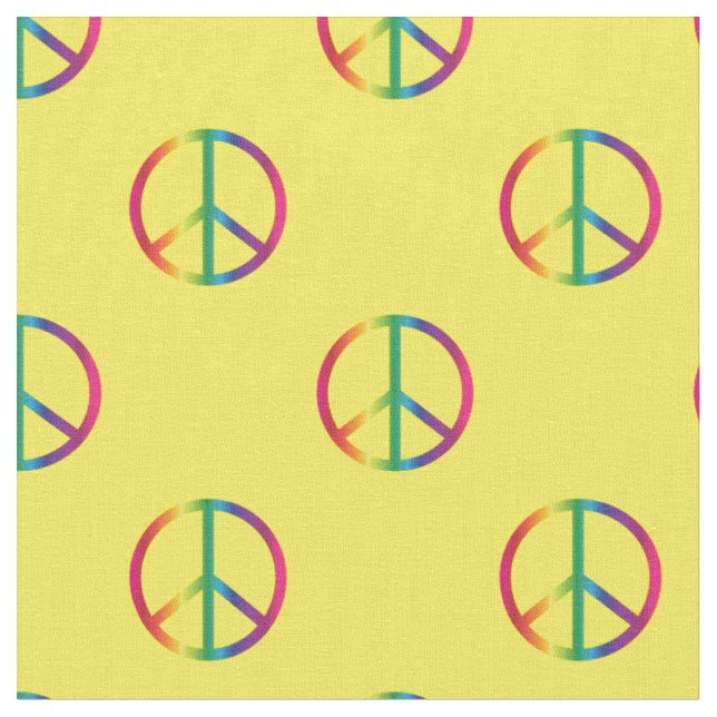 Tissu Signes de Paix Arc-en-ciel Jaune (Fermer)