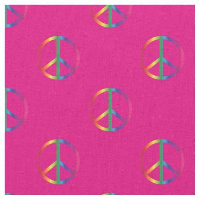Tissu Signes de paix arc-en-ciel rose (Fermer)