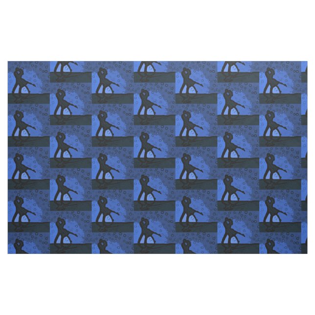 Tissu Silhouette bleu couple (Fat Quarter)