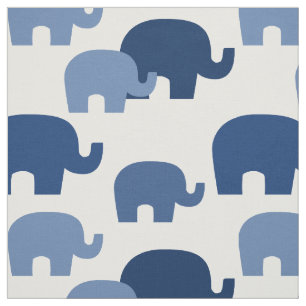 Tissu Silhouette bleu éléphant Safari