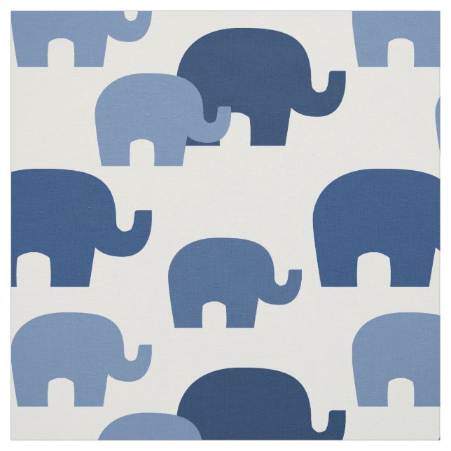 Tissu Silhouette bleu éléphant Safari (Échantillon)