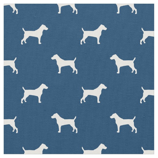 Tissu silhouette bleue de jack russell terrier dog (Fermer)