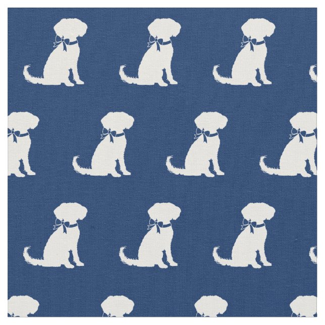 Tissu Silhouette Chien Silhouette Marine Bleu (Fermer)