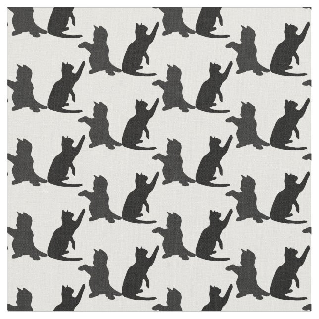 Tissu Silhouette Cute Kitten Chats Jouer (Fermer)