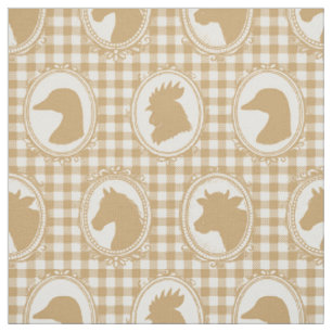 Tissu Silhouette d'animaux de ferme rustique à carreaux