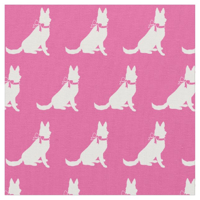Tissu Silhouette de berger allemand Pet rose (Fermer)