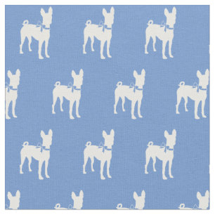 Tissu Silhouette de chien Basenji bleu clair