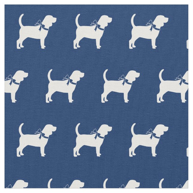 Tissu Silhouette de chien Beagle Bleu marine (Fermer)