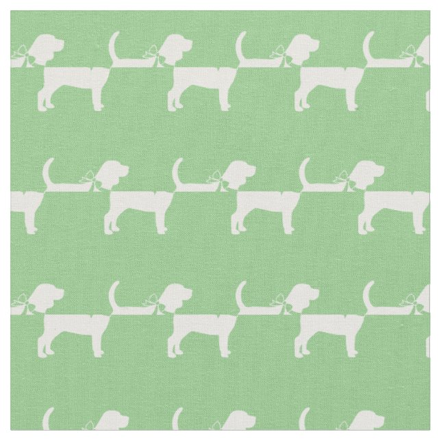 Tissu Silhouette de chien Beagle Vert Sauge (Fermer)