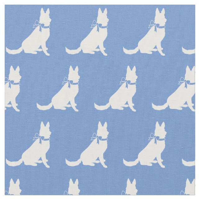 Tissu Silhouette de chien berger allemand bleu clair (Fermer)