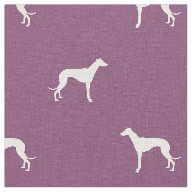 Tissu silhouette de chien blanc violet (Fermer)