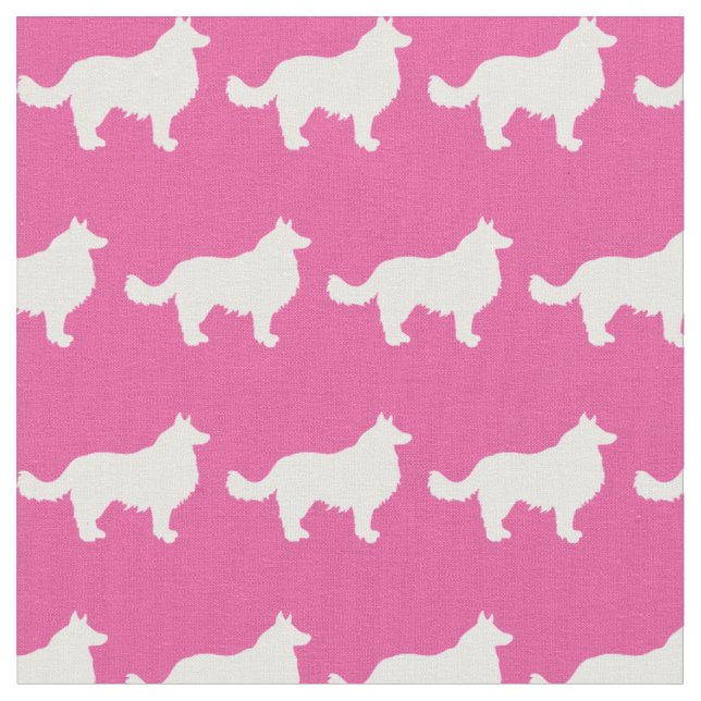 Tissu Silhouette de chien Border Collie Rose Animaux (Fermer)