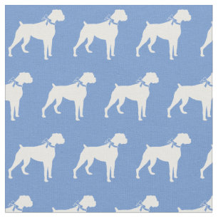 Tissu Silhouette de chien Boxer Animal de compagnie Bleu