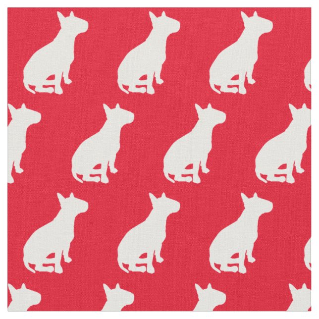 Tissu Silhouette de chien Bull Terrier Rouge (Fermer)