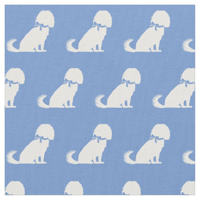 Tissu Silhouette de chien Cavalier King Charles bleu cla (Fermer)