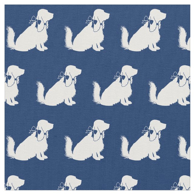 Tissu Silhouette de chien Cocker Spaniel Bleu marine (Fermer)