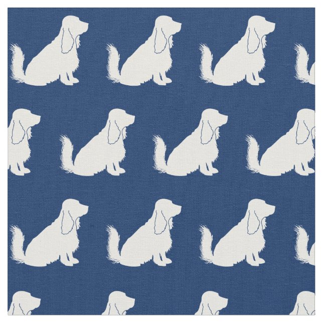 Tissu Silhouette de chien Cocker Spaniel bleu marine (Fermer)
