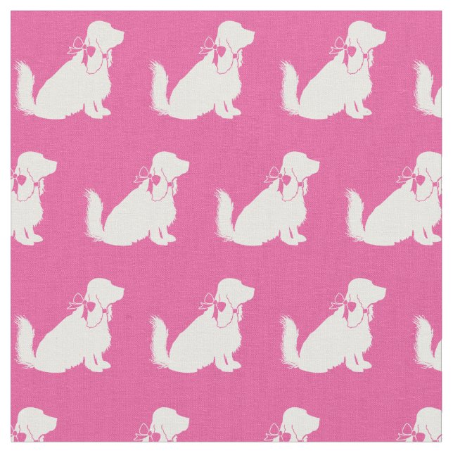 Tissu Silhouette de chien Cocker Spaniel Rose (Fermer)