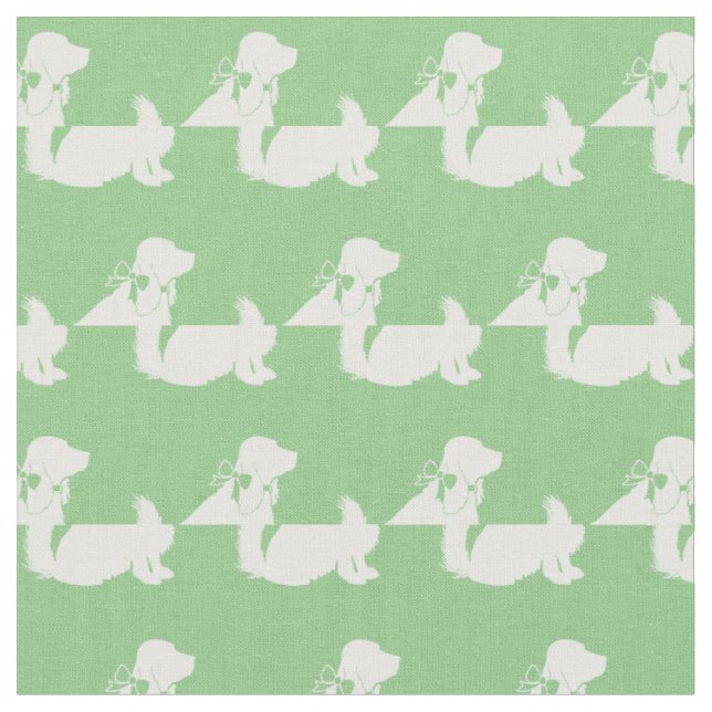 Tissu Silhouette de chien Cocker Spaniel vert sauge (Fermer)