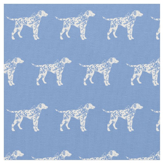 Tissu Silhouette de chien dalmate bleu clair (Fermer)