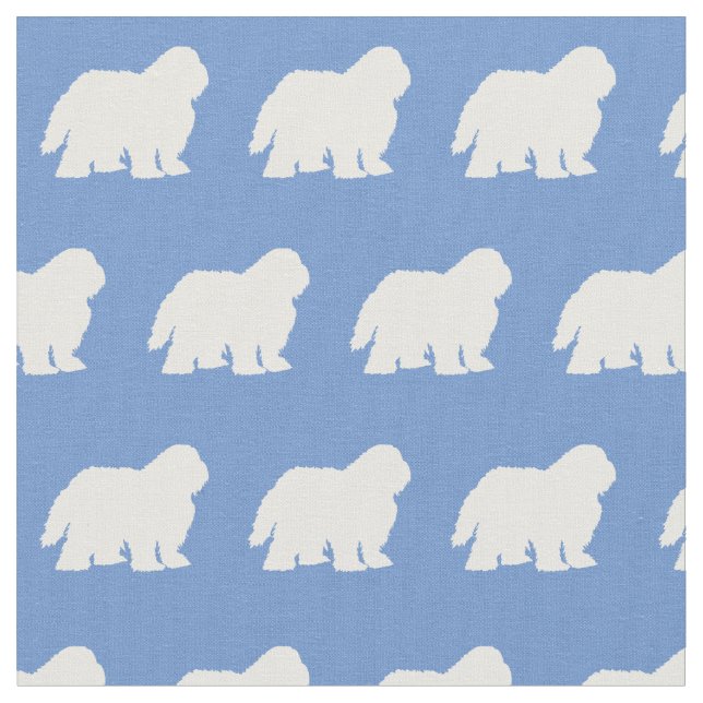 Tissu Silhouette de chien de berger bleu clair (Fermer)