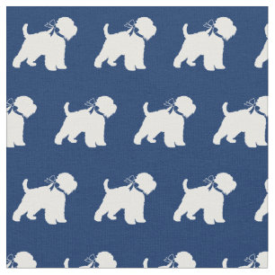 Tissu Silhouette de chien de Terrier à roues Marine ble