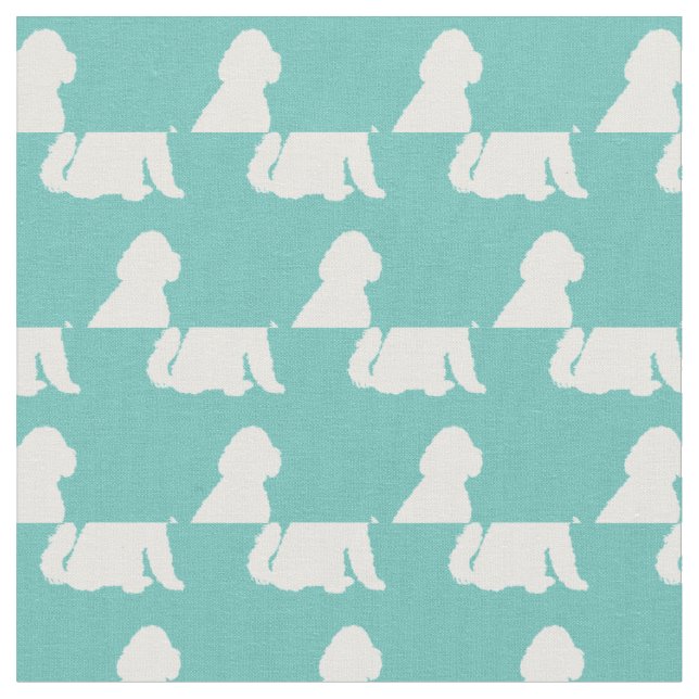 Tissu Silhouette de chien Golden Doodle Aussie sarcelle (Fermer)