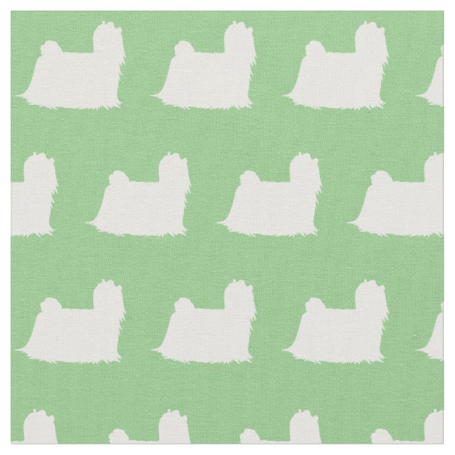 Tissu Silhouette de chien maltais Sage Green (Fermer)