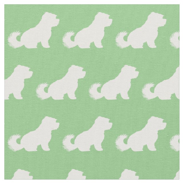 Tissu Silhouette de chien maltais Vert sauge (Fermer)