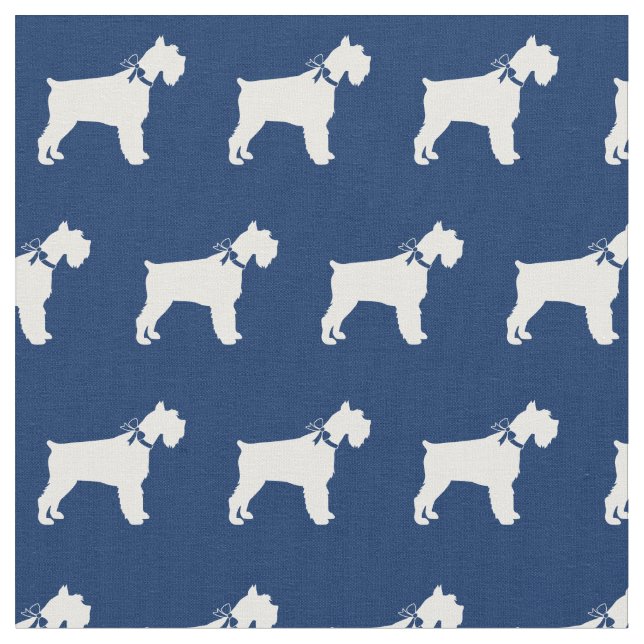 Tissu Silhouette de chien Miniature Schnauzer Navy Blue (Fermer)