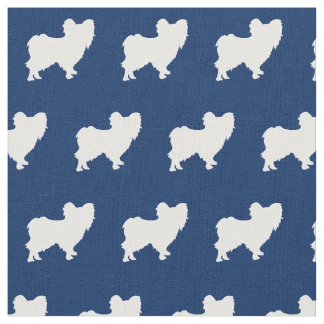 Tissu Silhouette de chien Papillon en bleu marine (Fermer)