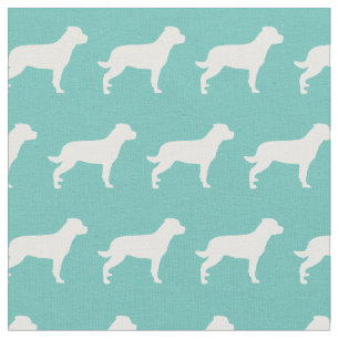 Tissu Silhouette de chien Rottweiler Rottie Teal