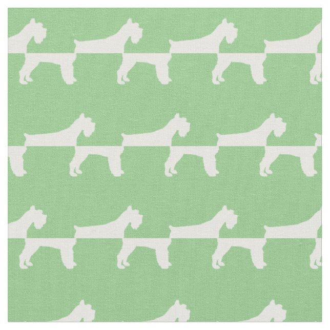 Tissu Silhouette de chien Schnauzer Miniature Sage vert (Fermer)