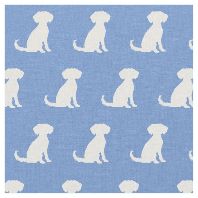 Tissu Silhouette de chien Schnoodle bleu clair (Fermer)