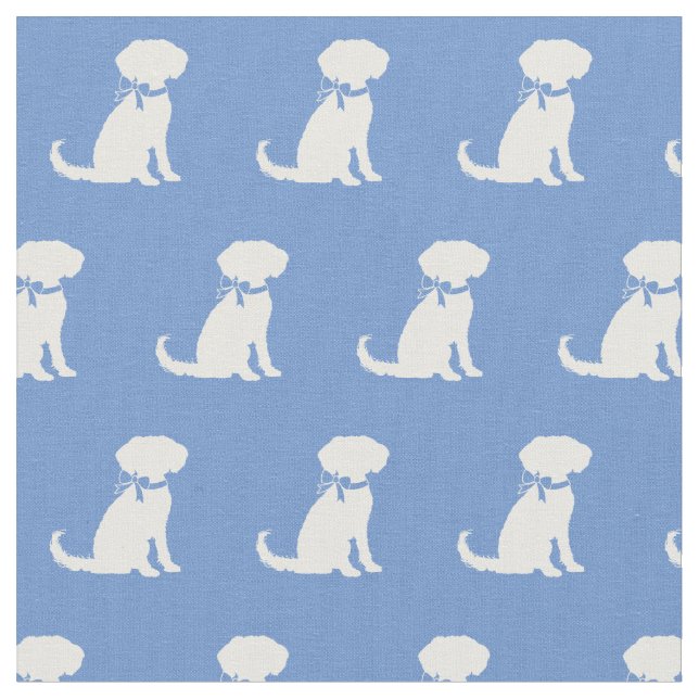 Tissu Silhouette de chien Schnoodle bleu clair (Fermer)