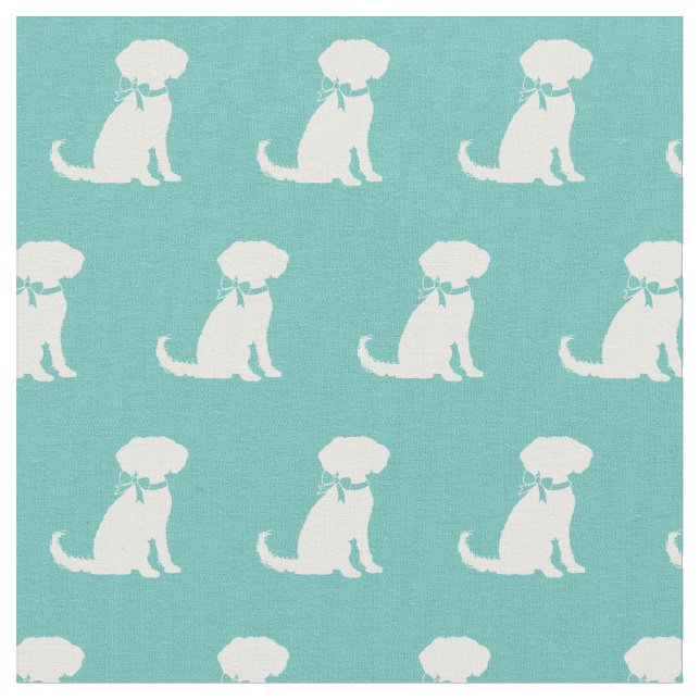 Tissu Silhouette de chien Schnoodle Teal (Fermer)