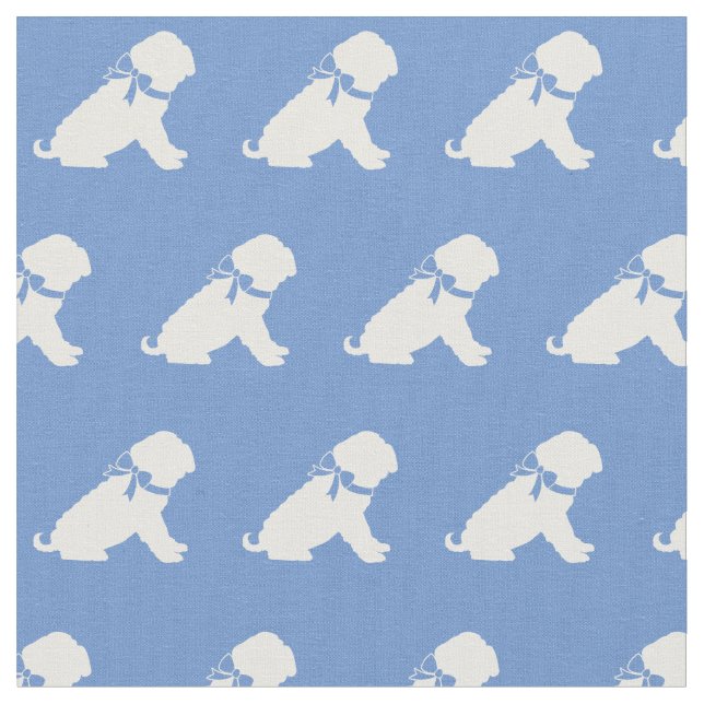 Tissu Silhouette de chien Shar Pei bleu clair (Fermer)