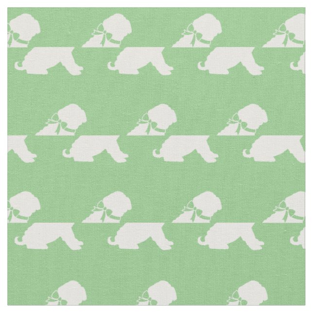 Tissu Silhouette de chien Shar Pei Vert Sauge (Fermer)
