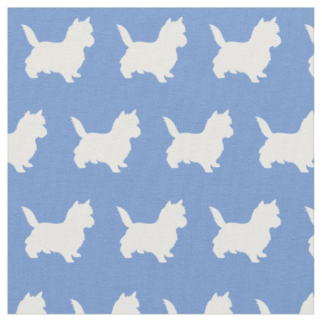 Tissu Silhouette de chien Terrier Cairn Bleu Clair (Fermer)