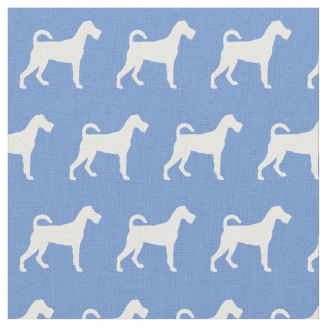 Tissu Silhouette de chien Terrier Irlandais Bleu Clair (Fermer)