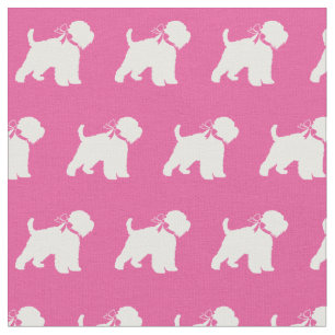 Tissu Silhouette de chien Terrier Wheaten Rose