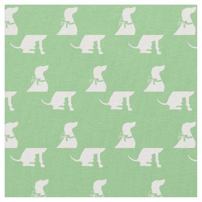 Tissu Silhouette de chien Weimaraner Vert Sauge (Fermer)