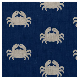 Tissu Silhouette de crabe sur bleu marine