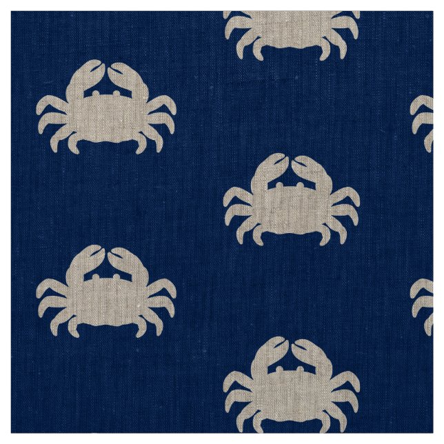 Tissu Silhouette de crabe sur bleu marine (Échantillon)