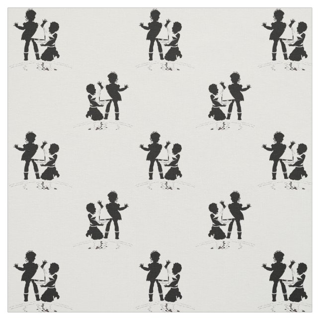 Tissu silhouette de fille et garçon et bateau modèle (Échantillon)