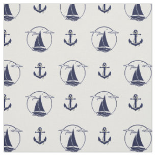 Tissu Silhouette de l'ancre bleue de la marine marine na