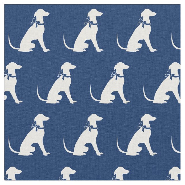Tissu Silhouette de Lévrier en Bleu Marine (Fermer)