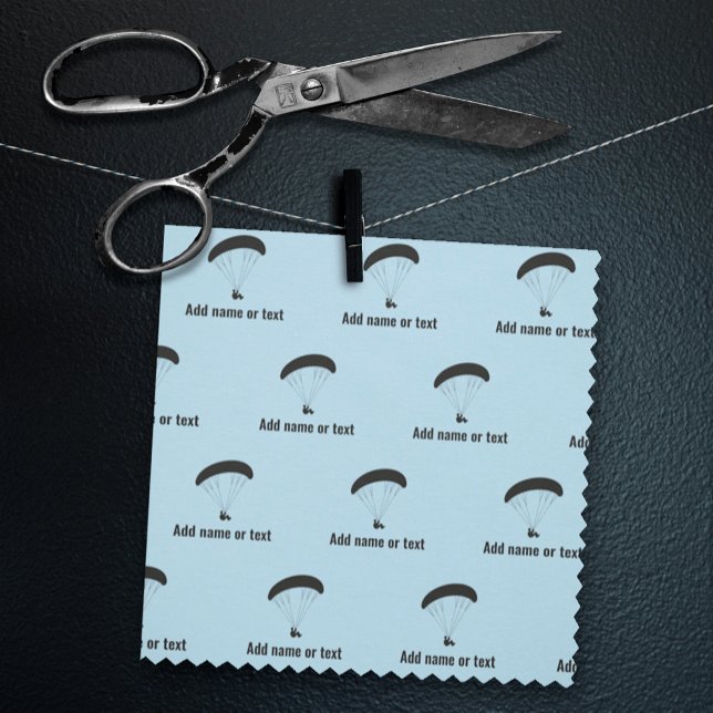 Tissu Silhouette de paraglider & votre texte bleu ciel / (Créateur téléchargé)
